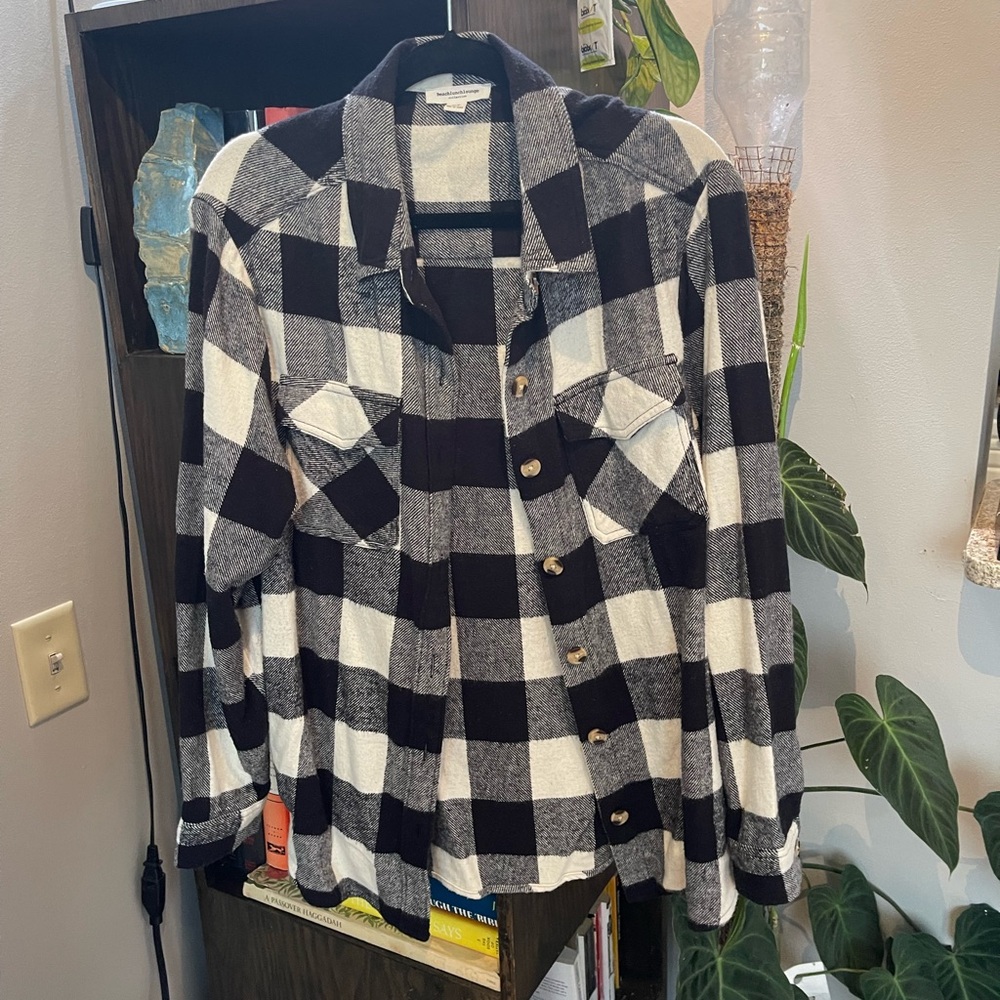 beachlunchlounge black and white flannel coat